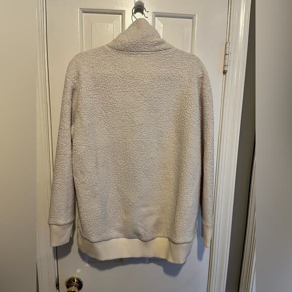Athleta Cream Fleece Sweater Talus Sherpa Half Zip Pullover Size Medium - Picture 2 of 7